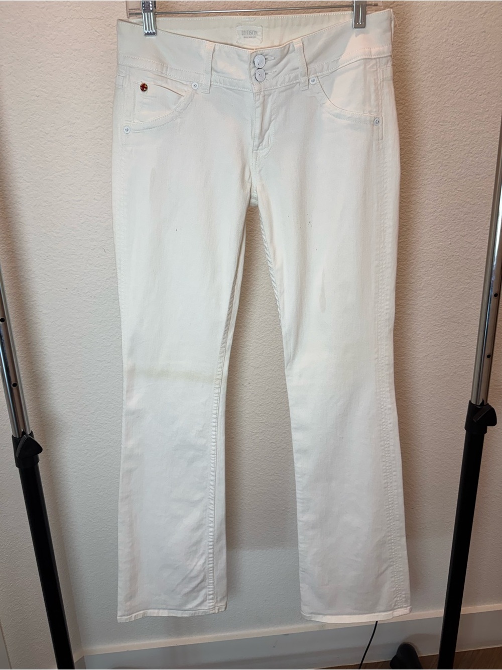 Hudson White Straight Leg Jeans Women’s Size 28 Mid Rise Stretch Denim